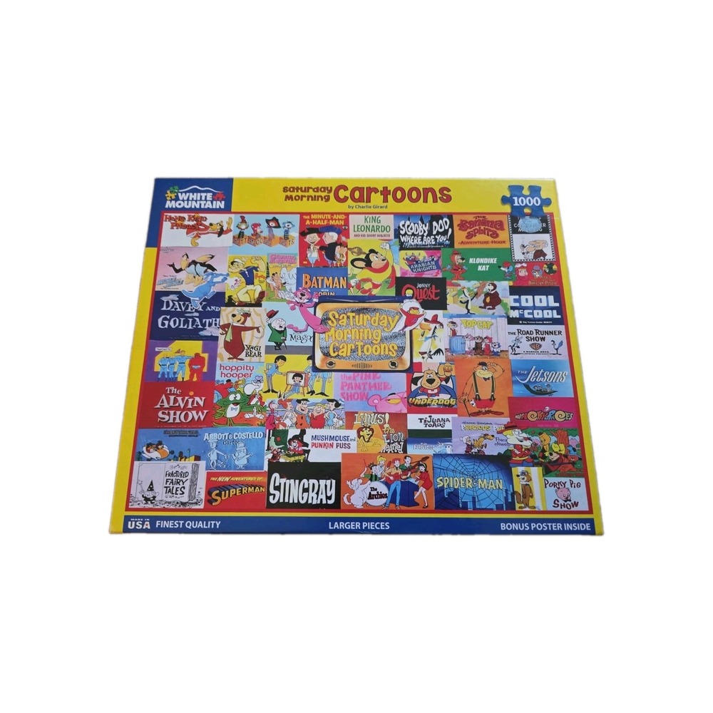 White Mountain Puzzles Saturday Morning Cartoons 1000 Piece Jigsaw Puzzle New